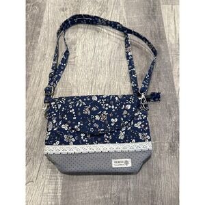 Floral‎ Crossbody Bag Adjustable Strap Pure Nature Blue White Lace